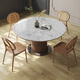 Gaode Meiju solid wood round dining table home modern simple log big round table new pearl litho board round dining table chair combination wasaki style 120 round table + 80 turntable (new pearl) + CY684*4