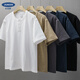 Dukeen American 320g T-shirt Henry Heavy Henry Men's Crort Colon Summer Coton Base Base Henry Collier Half Mancheve White 2xl (Convient pour 170-185jin [Jin est égal à 0,5 kg]))