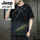 JEEP SPIRIT高档品牌短袖t恤男士纯棉衣服2025新款夏季时尚潮牌休闲体恤男装 829灰色 3XL 【161-170斤】