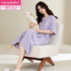 
Modal nightgown for women in summer pure cotton short-sleeved 2025 new summer half-sleeved cardigan striped purple large-size home clothes pajamas main picture CM:826# 3XL