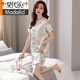 Modal Nightgown For Women Ice Ice Silk Silk Pyjamas à manches courtes Mère 2025 Nouvelle robe de soie d'imitation mince d'été 9929 M [Recommandé 80-100jin [Jin est égal à 0,5 kg]]]