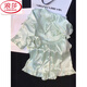 
LangSha 2025 new pajamas for women summer suit thin cool ice silk short-sleeved princess style ruffled casual home clothing YFY-9902 [short-sleeved shorts] M [recommended 80-100Jin [Jin equals 0.5 kg]]