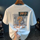 Romon Dingdang Cat Camiseta de manga corta Manga Men 2025 Summer Fin de la moda delgada Camiseta de dibujos animados de cuello redondo Men 9911 Camiseta blanca L Tamaño