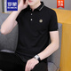 Romon Ice Seide Baumwolle kurzärmeligte T-Shirt-Hemd-Hemd-Top Herren-Lampe Polo-Hemd halbe Ärmeln Jugend Sommer neuer Stil 681 Rauchgrau M.
