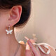 Silver butterfly earrings 2025 new high-end earrings popular earrings female niche unique temperament ear jewelry silver butterfly earrings one pair