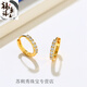 XCL gold earrings earrings earrings buckles pure gold ins retro hoop earrings 18K women's wedding gift thin hoop earrings 1.2g