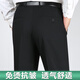 皮尔卡丹（pierre cardin）夏季男士西裤薄款垂感直筒免烫长裤商务休闲工装西装裤子 黑色条纹 9207 29 (2尺2腰围)