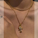 QUAMER Old Phoenix Gold Store Double Cross Zircon Long Sweater Chain Women's 2025 New Light Luxury Niche Fashion Silver Long Necklace 1479