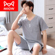 
Catman (MiiOW) brand pajamas for men in summer pure cotton short sleeve shorts thin summer men's youth cotton half sleeve large size men's 9905 lake blue M (165 size) recommended to wear weight 100-125 Jin [Jin equals 0.5 kg]