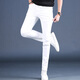 Kejiehao's new spring 2025 high-end white men's jeans slim feet elastic casual pants men's trend MK1381 white 28