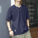 JEEP SPIRIT genuine Jeep high-end short-sleeved men's Japanese retro T-shirt for men Henry neck bamboo joint cotton summer versatile top for men BN307 royal blue T-shirt XL code suitable for 145-160Jin [Jin equals 0.5 kg]