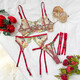 Bordado Floral Sexy Perspective traje de encaje de encaje SEXY Garter Damas Lingería Anillo de piernas Sexo Mujeres Black S