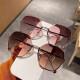 2025 new frameless edge-cut round sunglasses fashionable sunglasses women's big face slimming glasses anti-UV rays gold frame gradient gray

