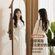 Yimo rotating dressing mirror home floor mirror hanging coat rack integrated mirror girls bedroom removable dressing mirror white