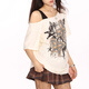 Miaoyijia short-sleeved women's new 2025 slim white trendy loose T-shirt base shirt spring and summer half-sleeved pure top American butterfly printed ripped short-sleeved T-shirt one size [recommended 80-145Jin [Jin equals 0.5 kg]]