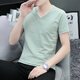 Tulan v neck chicken heart neck short sleeve men plus fat plus size V neck fashionable summer simple cotton t-shirt men casual sports white 691 model M 85-110Jin [Jin equals 0.5 kg]