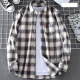 GTYUWVG Spring and Summer Molding Camisa de manga larga Camisa coreana a cuadros de gran tamaño para la tendencia de los hombres y jóvenes de mediana edad M655 38