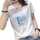 Jiaobifu Tempérament Shenzhen Nanyou T-shirt à manches courtes haut de gamme 2025 Guangzhou Guangzhou Treize Row V-Neck Women's Pure Cotton Loose White 9901 M Recommandé 80 à 100 Jin [Jin est égal à 0,5 kg]