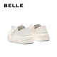 百丽（Belle）可两穿板鞋女2025秋季新款可爱蝴蝶结厚底增高休闲鞋B2629CM5 米白色 37 (235mm)