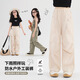 
Pitt children's work pants spring and autumn wide-leg pants for girls 2025 new outdoor paratrooper pants for girls large children sports quick-drying pants 15261 light khaki +15265 apricot color 170 cm