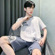 
Langsha short-sleeved pajamas men's pure cotton summer thin cotton shorts suit can be worn on the outside with large-size youth men's home clothes