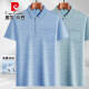 Pierre Cardin Polo T-shirt à manches courtes masculines en été, nouveau t-shirt mince de base de t-shirt mince pour hommes d'âge moyen d'âge moyen d'âge moyen-9855 Blue Real Pocket XL 52/175