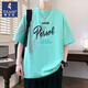 Woodpecker Short-sleeved T-shirt Men's Summer Trend Brand Letter Print Round Neck Half Sleeve American Casual Cotton Rotary Sleeve Loose T-shirt 693 Beige XL [Suggested 120-140Jin [Jin equals 0.5 kg]]