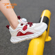 Del Hui Kinderschuhe 2025 Neues Kindermischnetz atmungsaktive Sportschuhe Herren-Mittel-Big-Kinder-Laufschuhe Mädchen Outdoor Freizeitschuhe D9928 Weiß rote Single Net 30 innere Länge 19cm Fuß Länge 18 cm