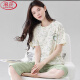 Langsha 2025 Neue Pyjamas für Frauen im Sommer Dünne kurzärmelige Kumpelhosen lässig Loose Girl Home Anzug zweiteiler Set 7029# M [Empfohlen 70-95Jin [Jin gleich 0,5 kg]]