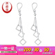 Yuan Shengfu's new PT950 premium three-line square platinum ear hooks, fashionable platinum earrings, earrings 2.97g