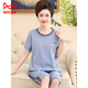 Catman (Miiow) Pyjamas für Frauen im Sommer im Sommer reines Baumwoll kurzärmelige Kurzhose mittleren Alters und ältere Mütter für Sommerrunde Hals Cardigan Plus Size Home Clothing 6626# [Cardigan Style] l [vorgeschlagen 100-120jin [Jin gleich 0,5 kg]]