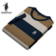 Larren Paul Knight Men's Round Neck T-shirt Short Sleeve Stripe Color Block Summer High-end Top Business Casual Loose Large Size Trendy Brand a 6197-Denim Blue M 48