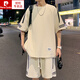 Pier Cardin Hong Kong style short-sleeved T-shirt for men 2025 summer new casual sports suit loose half-sleeved men's T-top men's clothing FKS653 white suit M about 90-110Jin [Jin equals 0.5 kg] can be worn