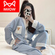 Catman (Miiow) Pyjamas für Frauen im Frühling und Herbst Pure Cotton Long Sleeves Einfache Damen losen Sommerkleidung Set Herbst und Winter New Style 3882 l [95 120Jin [Jin gleich 0,5 kg]]