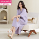 
Modal nightgown for women in summer pure cotton short-sleeved 2025 new summer half-sleeved cardigan striped purple large-size home clothes pajamas main picture CM:826# 3XL
