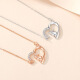 Olodya [título] Nuevo corazón con el lindo collar de conejo Silver S925 Collar para mujeres japonesas y coreanas en forma de corazón de San Valentín Regalo de cumpleaños D679 Collar de platino con cadena cruzada (con certificado de inspección nacional + grabado gratuito + tarjeta de felicitación de escritura)