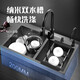 Joxod Black King Kong 304 thickened stainless steel handmade sink double slot nano antibacterial kitchen household vegetable basin wash basin Black King Kong 80*45 double slot (full copper square faucet)