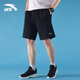 Anta Shorts Spring and Summer Men's and Women's Sports Shorts Loose Outdoor Breathable Basketball Leisure Pants Sports Running Quick Dry Crop Pants [Breathable Cotton Shorts] Basic Black-zipper Pocket L/175