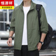 Hengyuanxiang sun protection clothing men's thin breathable ice silk summer men's fishing sun protection clothing men's skin windbreaker stand-up collar cardigan jacket military green 3XL