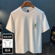 Romon Summer Ins Trendy Camiseta Hombres de espuma delgada Fina de los hombres Camiseta de estampado de huellas Versátiles Versátiles Versátiles de manga corta de cuello redondo 1098 Camiseta negra 4xl Código 180-200Jin [Jin iguala 0.5 kg]