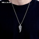Miss JuJu pt950 trendy electric black platinum feather pendant men's angel wings platinum pendant pendant weight 8.8-9.0g + delivery black leather rope