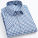 GY Yagel summer off-white pure cotton small plaid short-sleeved shirt for men casual half-sleeved lapel classic plaid F983 3XL 43