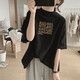 HKPK hohe Neck-Kurzärärmel-Frauen-High-End-Feeling Lose Small Summer Cotton T-Shirt für Frauendesign-Nische und vielseitige altersreduzierende T-Shirt White [1278-Blue] S für 90-110jin [Jin gleich 0,5 kg] universelle Größe