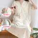 
Ou Luxi's summer breastfeeding nightgown short-sleeved maternity confinement suit with chest pads large size pregnant women pajamas long hospitality delivery skirt feeding clothes SSY16803 4XL size recommended weight 170-190 Jin [Jin equals 0.5 kg]
