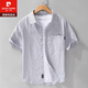 Pier Cardin Camisa de manga corta a rayas para hombres Tops japoneses sueltos sueltos de verano de algodón versátil de algodón versátil 9721 White M Jin [Jin equivale a 0.5 kg] sobre