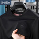 
Jinli Lai Silky Short Sleeve T-shirt for Men's Summer Thin Style Breathable Silk Round Neck Casual Sports Top T-shirt D13601 Black XL 175
