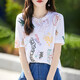 NICOLEJOLIE mulberry silk short-sleeved T-shirt for women 2025 summer new casual and fashionable design sense silk horse home printed top trendy portrait print 835 M