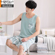 Modal pajamas men's summer thin vest sleeveless shorts home clothes summer simple casual men's outfit M1047 gray blue M [Suggested 100-120 Jin [Jin equals 0.5 kg]]