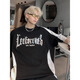 POUM Camiseta de manga corta para hombres Poum Camiseta de manga corta Impresión de letras de verano para hombres American High Street Bloqueo de color Hands Blaking Color de manga corta YHSFG-D5012 Black XL