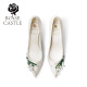 Rose Castle Lily of the Valley Blume Sprache Rosecastle Sense Verlobungsschuhe Weiß Haupthochzeitskleid Brautschuhe Bankett Satin High Heels Weiß Geschenkbox Version R9735 8cm 37